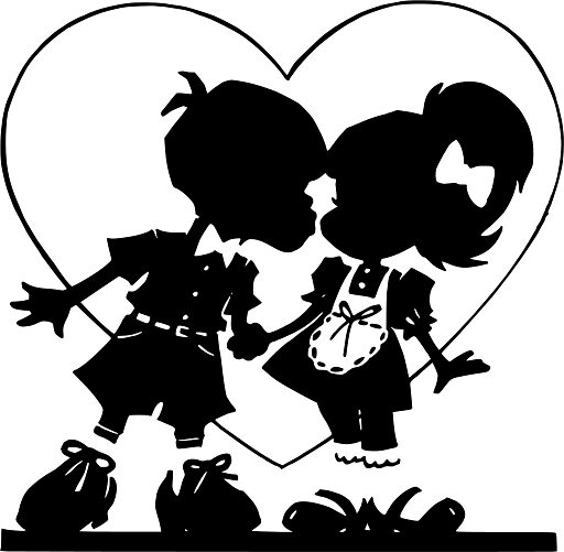 Couple of Kids Giving a Little Kiss