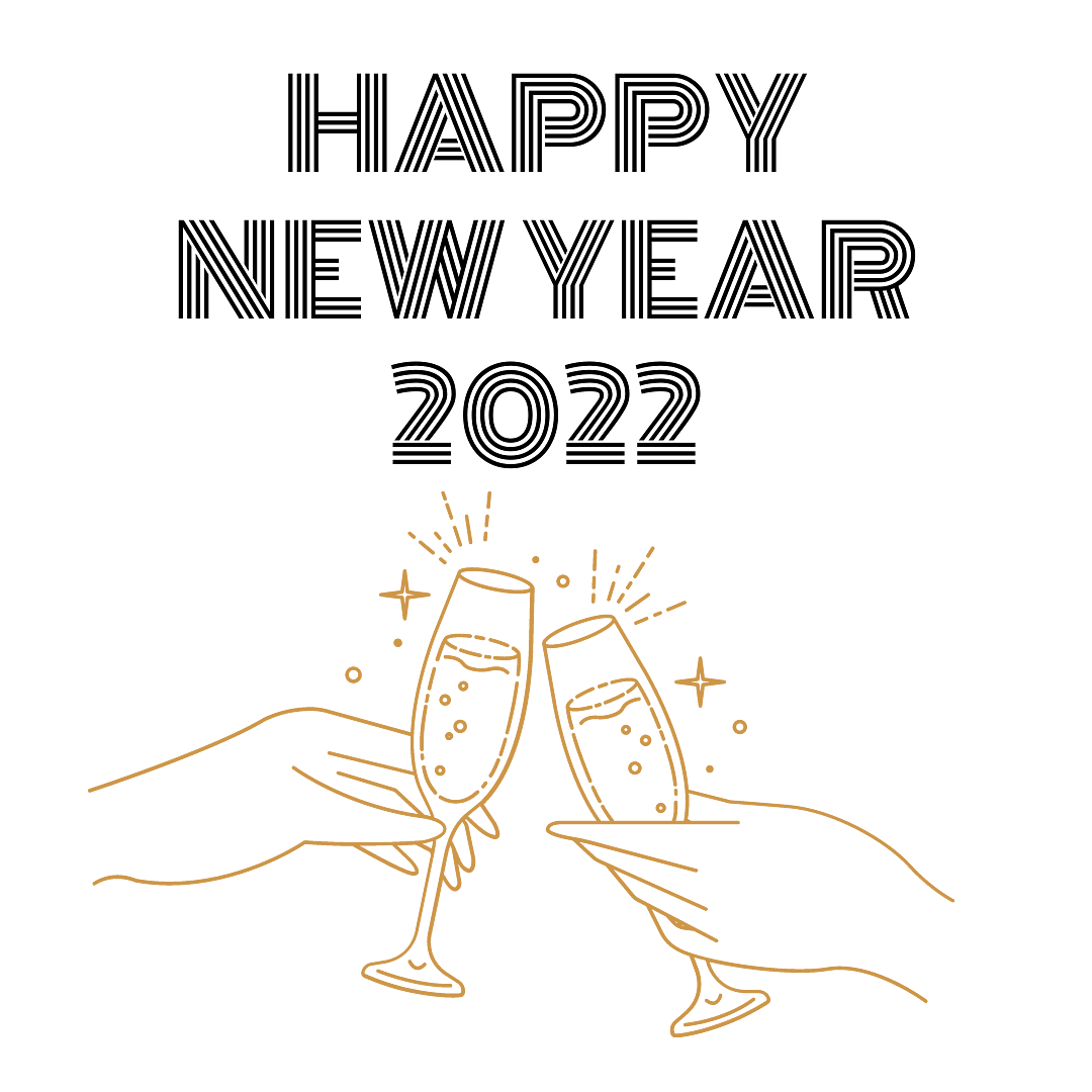 Happy New Year 2022 Champagne Glasses
