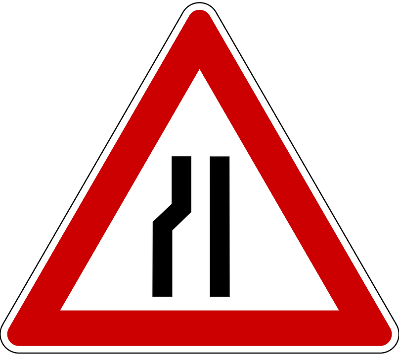 Narrow Road Warning Road Sign