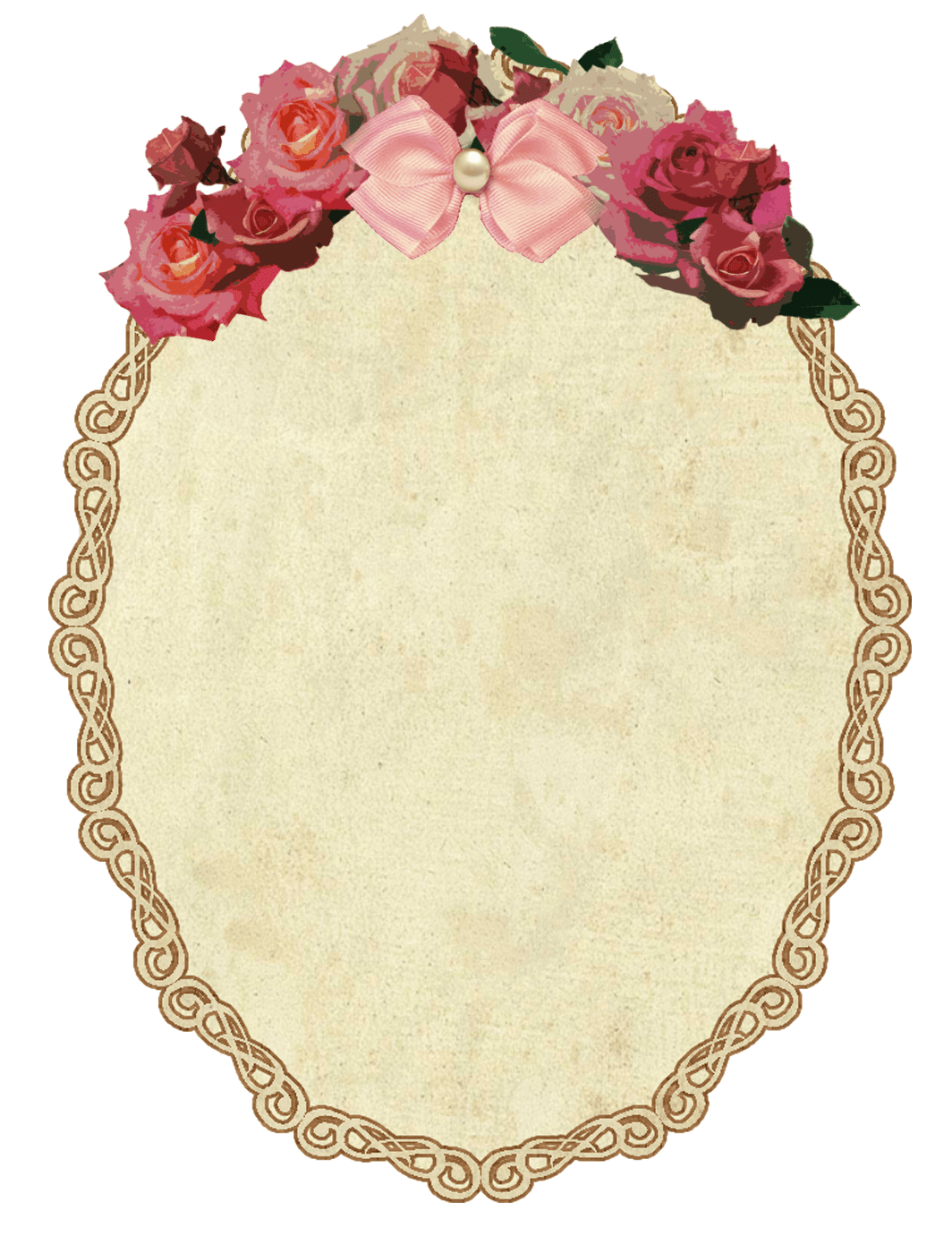 Vintage Oval Frame With Flowers
