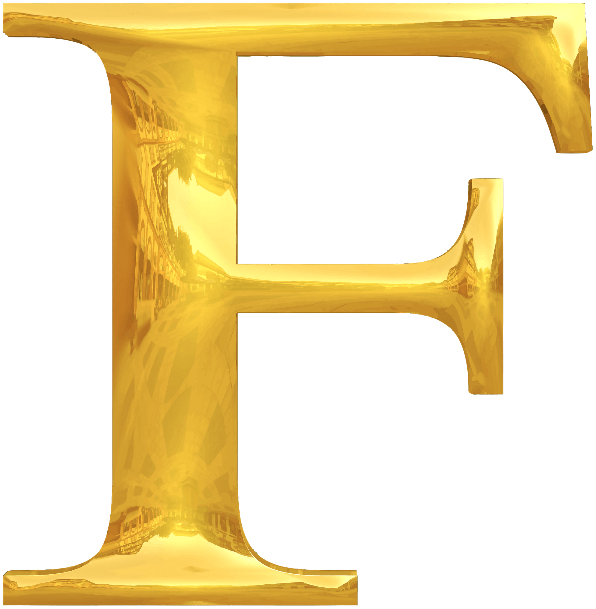 Gold Typography Letter F