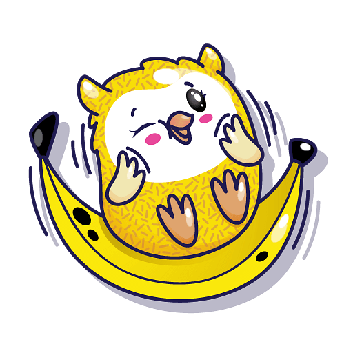 Pikmi Pop Neno the Owl sitting on Banana