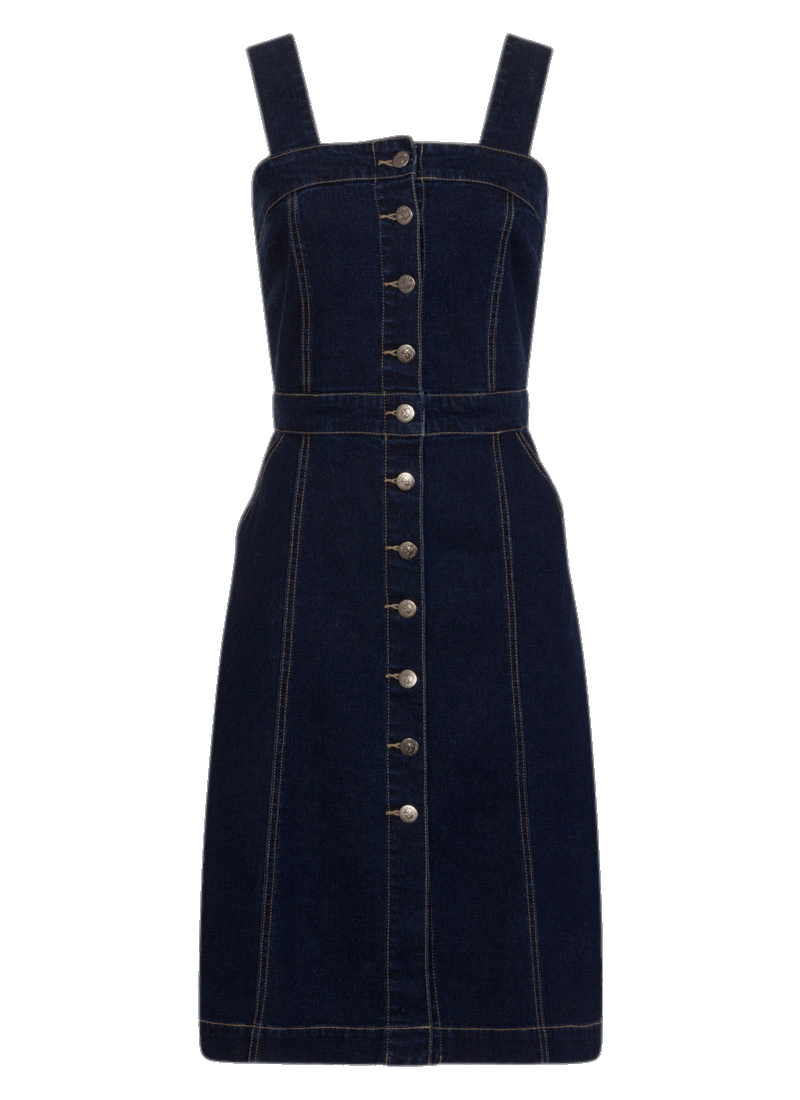 Denim Pinafore With Buttons