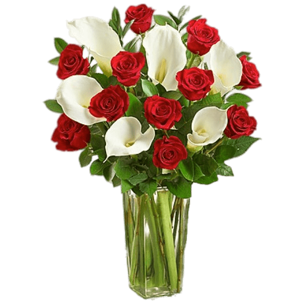 Red Roses and White Calla Lillies Bouquet