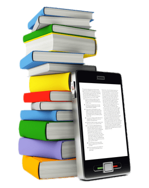 E-Book In Front Of Book Pile