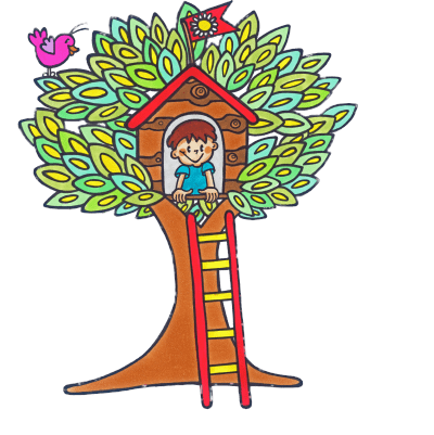 Boy In Colourful Treehouse