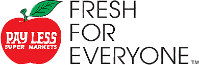 Pay Less Super Markets logo and slogan