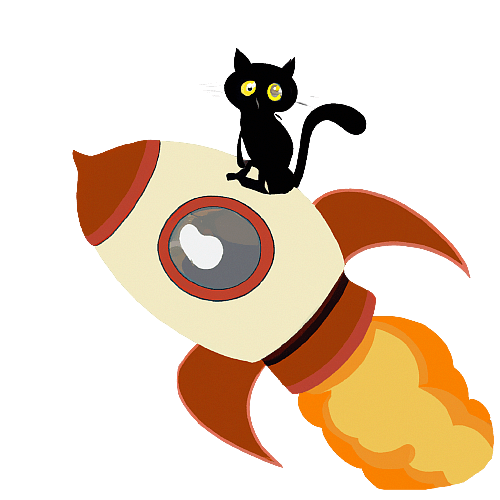 Black Cat on a Big Rocket To Saturn, created with DALL-E