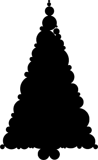 Silhouette of Symmetrical Christmas Pine Tree