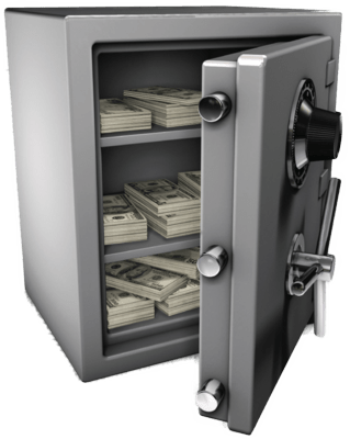 Money Vault With Dollar Bills