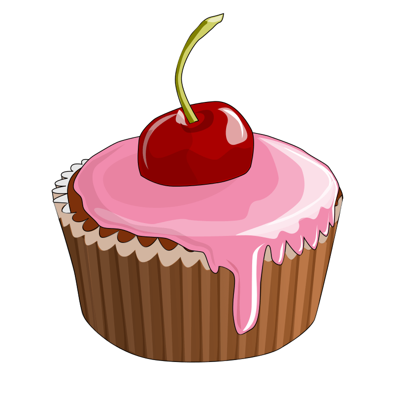 Cartoon Cupcake Cherry on Top