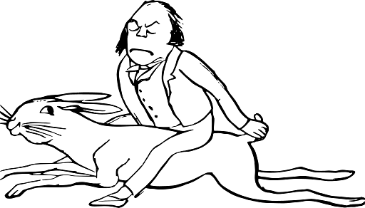 Edward Lear Drawing Man Riding a Rabbit