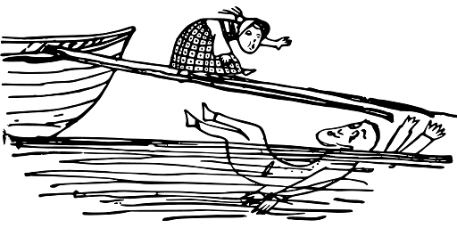 Edward Lear Drawing Woman Trying to Save Drowning Husband