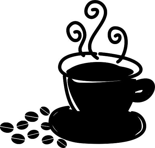 Steaming Cup of Coffee and Beans