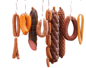 Various Hanging Sausages