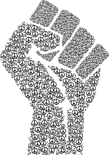 Artistic Fist with Peace Symbols