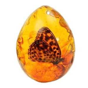 Amber Pendant With Butterfly