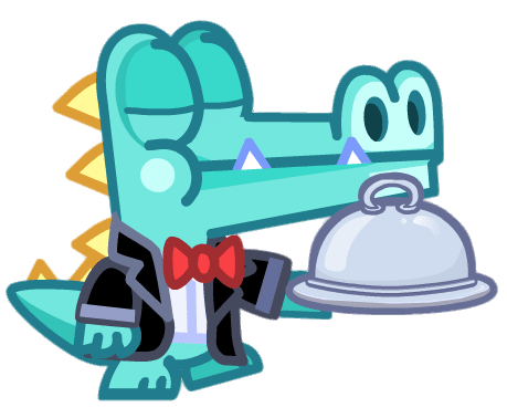 Marcel Le Uppity Croc Monsieur Holding A Tray