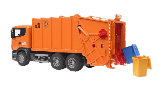 Orange Garbage Truck and Containers
