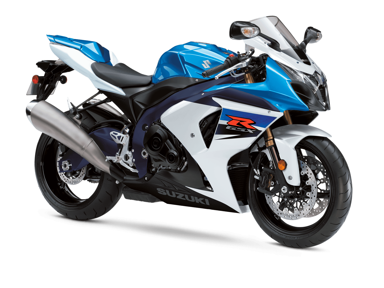 White Blue Suzuki Motorcycle