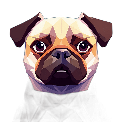 Pug, Children'S Cartoon Animation Style - Full Body, Single View, No Shadow