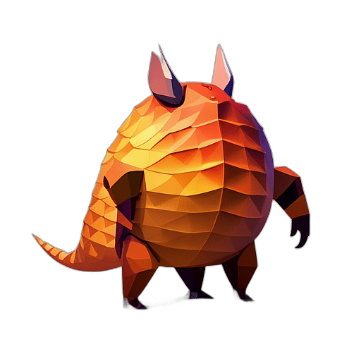 Armadillo, Cartoon Character - In The Style Of Pixar, Single View, No Shadow