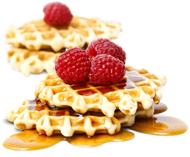 Belgian Waffle With Berries and Syrup