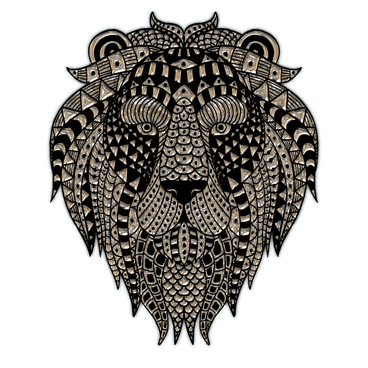 Lion Head Plastic Art