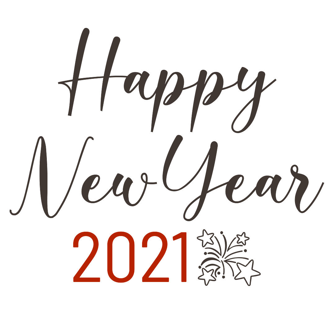 Happy New Year 2021 on 2 lines