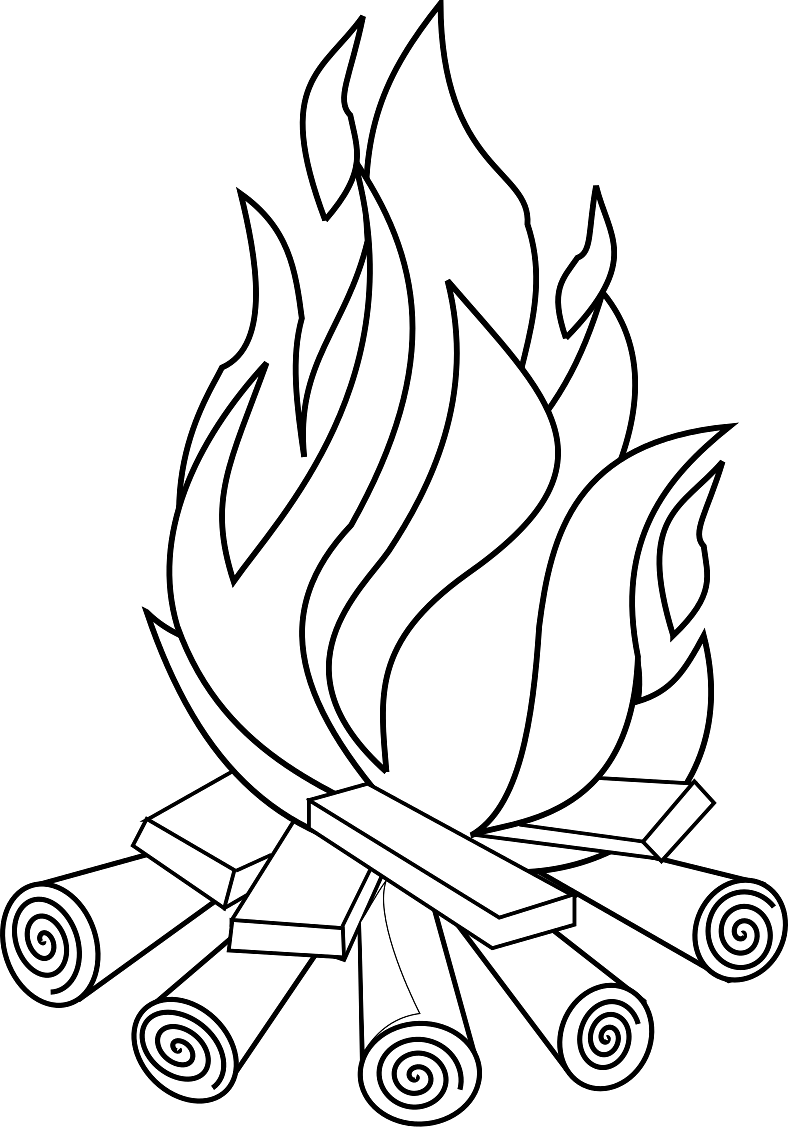 Burning Campfire Black and White