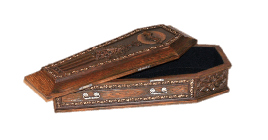 Wood Coffin With Opened Lid