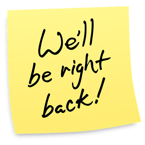 We'll be right back Post-it Note