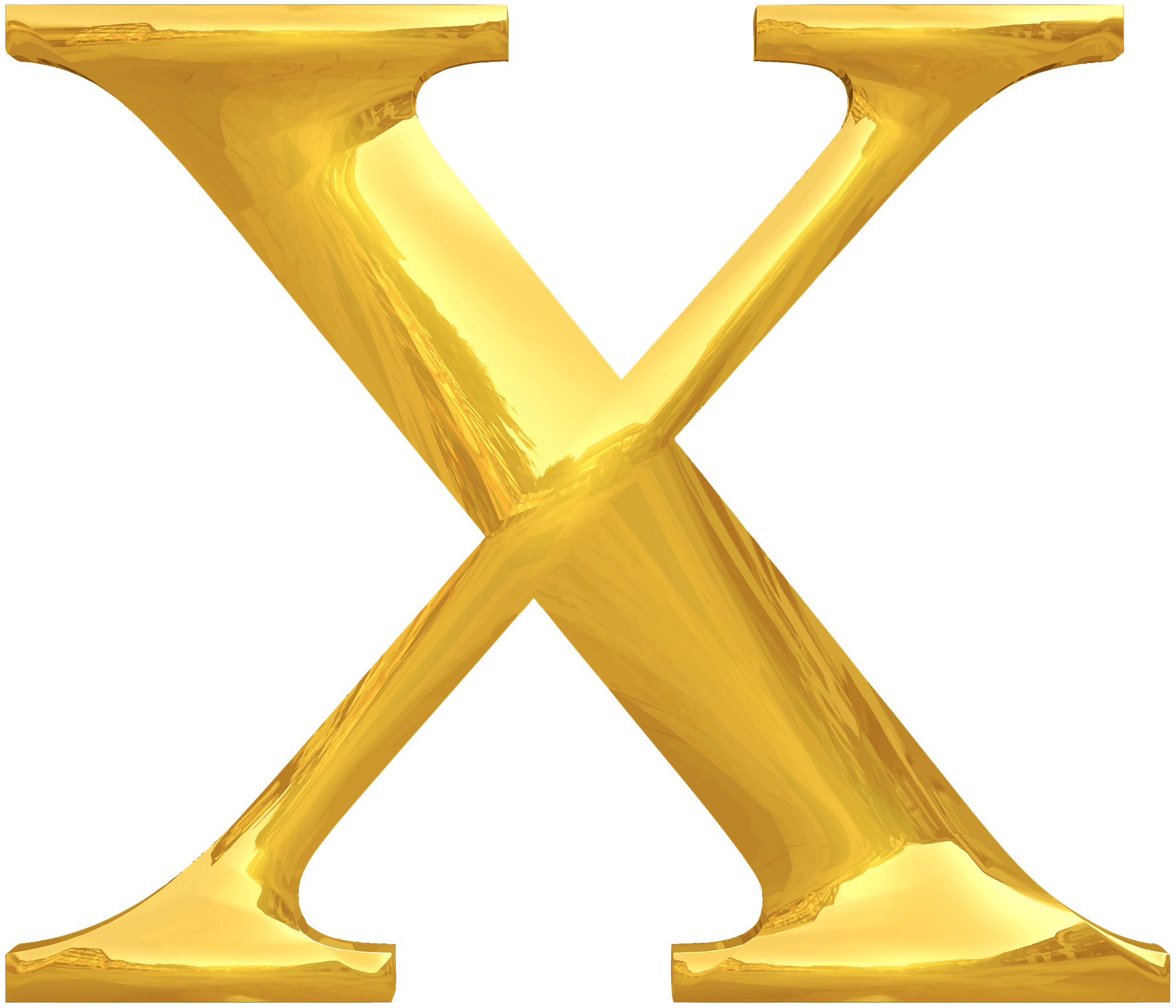 Gold Typography Letter X
