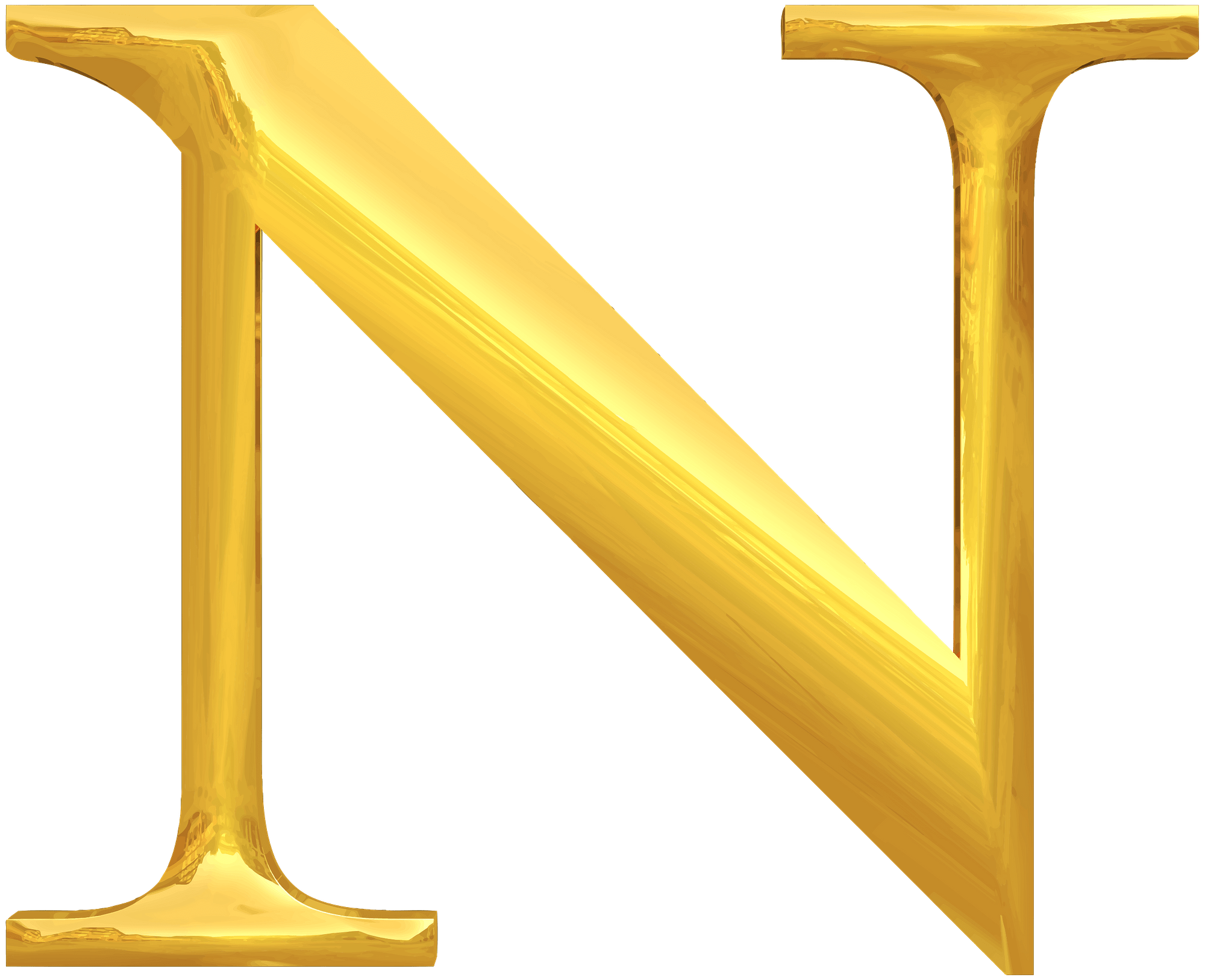 Gold Typography Letter N