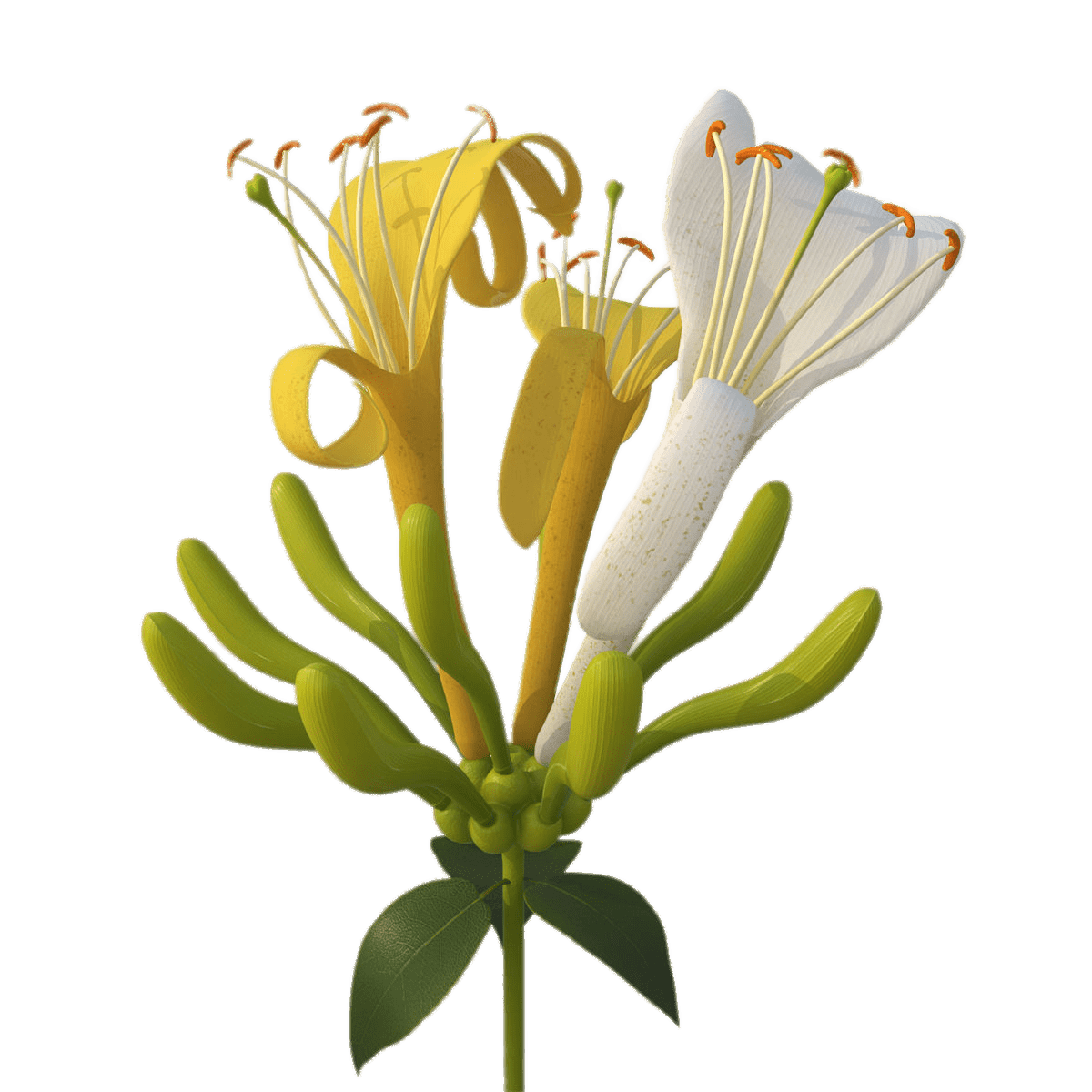 Yellow and White Honeysuckle Flowers
