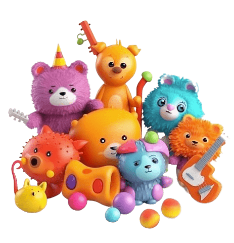 large set of colourful music toys