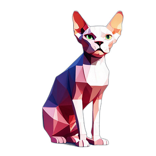 Sphynx Cat, Children'S Cartoon Animation Style - Full Body, Single View, No Shadow