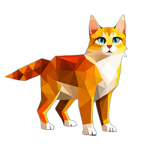 American Bobtail, Children'S Cartoon Animation Style - Full Body, Single View, No Shadow