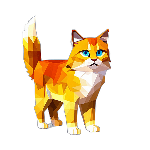 Siberian Cat, Children'S Cartoon Animation Style - Full Body, Single View, No Shadow