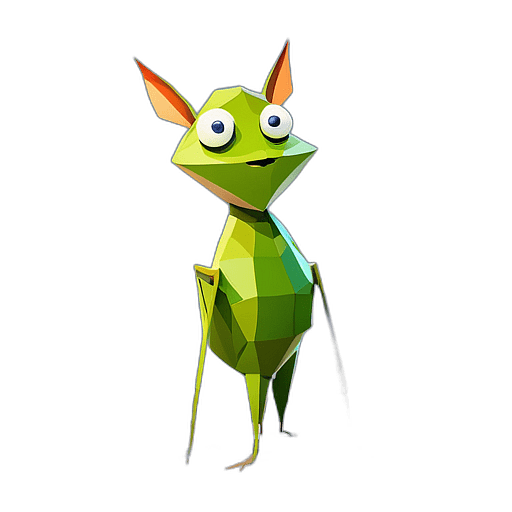 Grasshopper, Children'S Cartoon Animation Style -  Full Body, Single View, No Shadow
