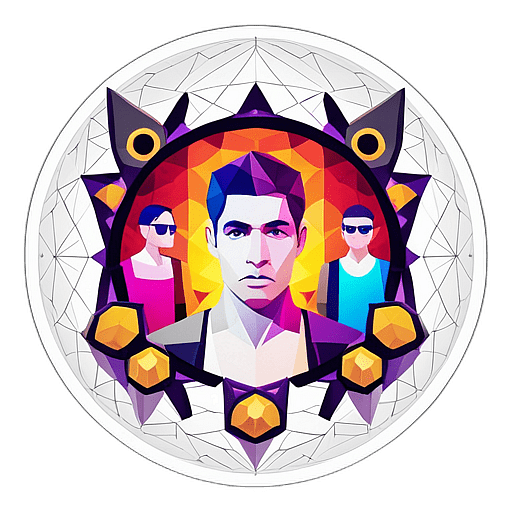 A posh club in ibiza with djs blending deep house beats, making the partygoers dance till dawn. low poly app icon