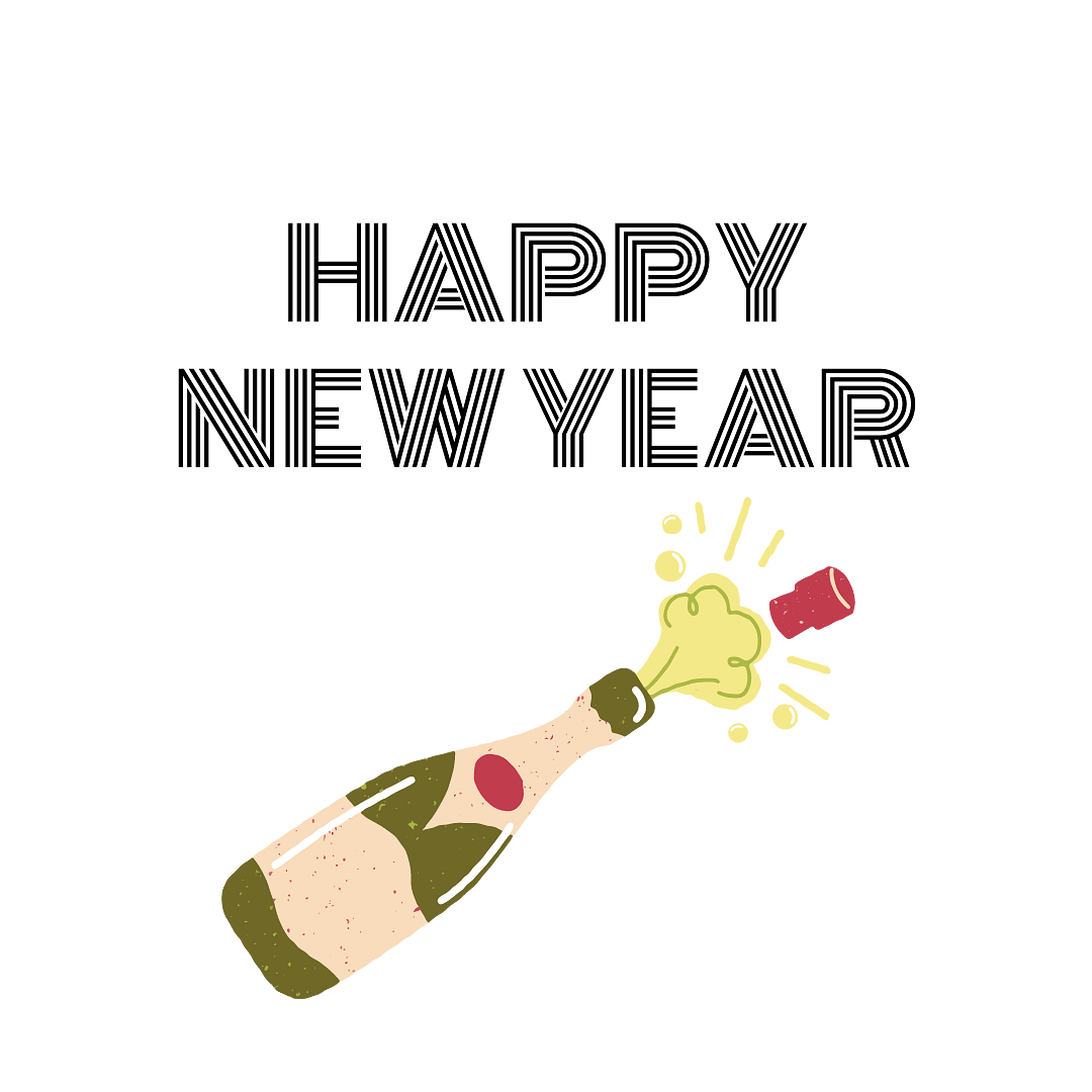 Happy New Year Champagne Bottle Pop Greeting Card
