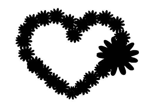 Love Heart Flower Outline