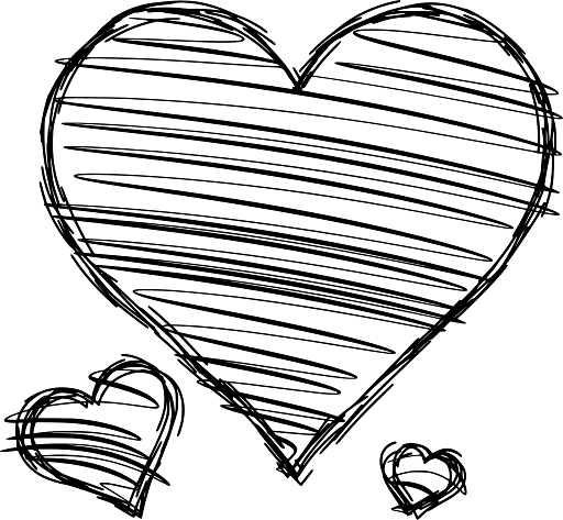 Love Pencil Stroke Hearts