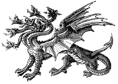 Hydra Black and White Illustration
