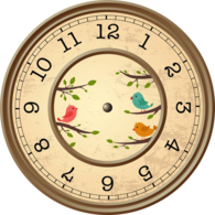 Beige Clock Birds Decoration