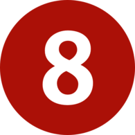 White Number 8 In Orange Circle