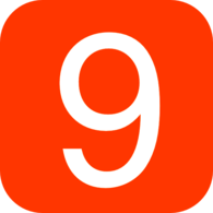 White Number 9 In Orange Rounded Square