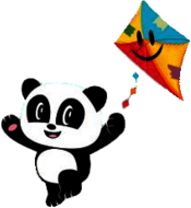 Ping the Panda Holding Kite