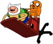 Adventure Time Finn and Jake Flying Around on A Desk Chair
